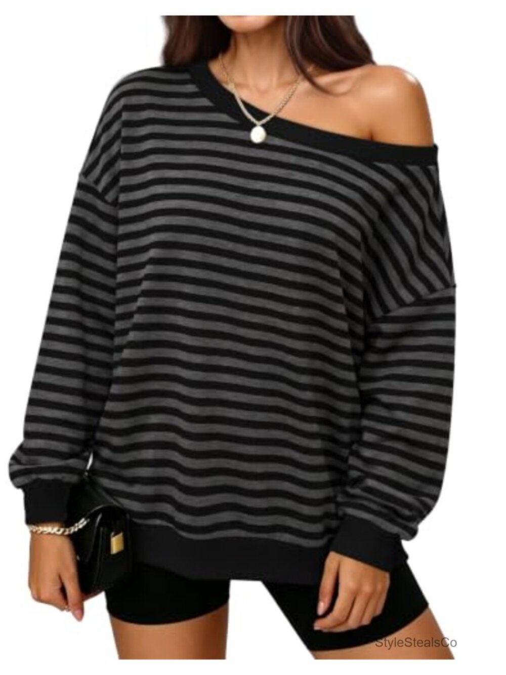 Off The Shoulder Sweatshirt Womens Pullover Long Sleeve Casual Top Fall Winter